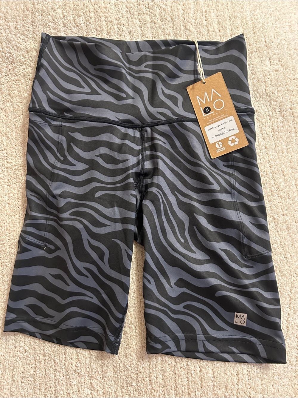 Malo Black & Gray Zebra-Print High-Rise Bike Shorts